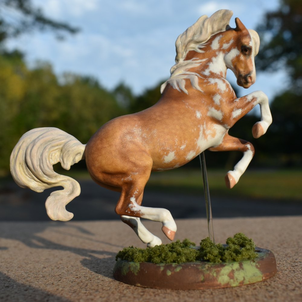 dapple palomino sabino kicking mare Model horse (Breyer Stablemate) mare by Sarah Tregay