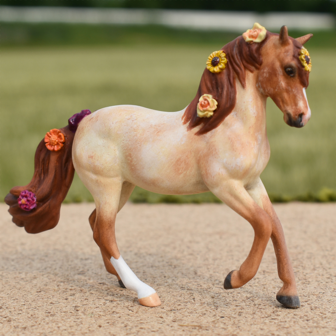 Custom mini Red Roan Paso Fino Model horse  piece by Sarah Tregay