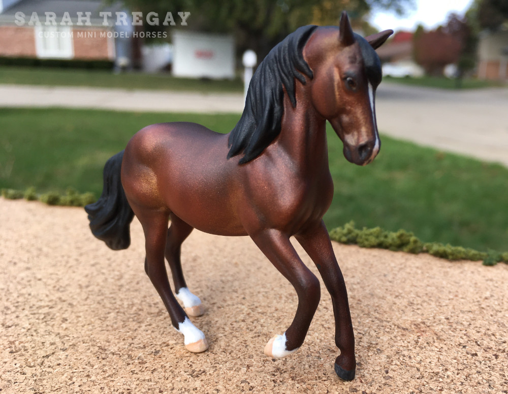 CM Breyer by Sarah Tregay, a Custom Mini/ Breyer Stablemate Model Horse to Morgan dark bay stallion