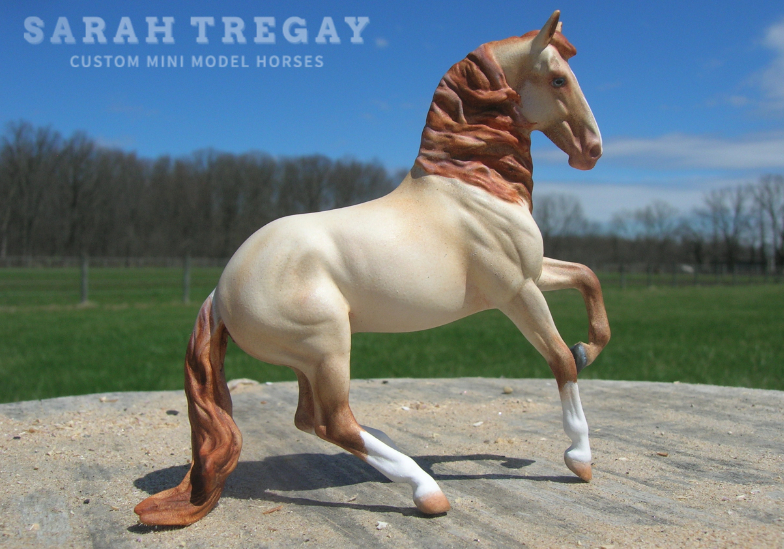 Alborozo Unicorn custom to an Andalusian in Pearlino, breyer stablemate custom mini model horse Horse by Sarah Tregay