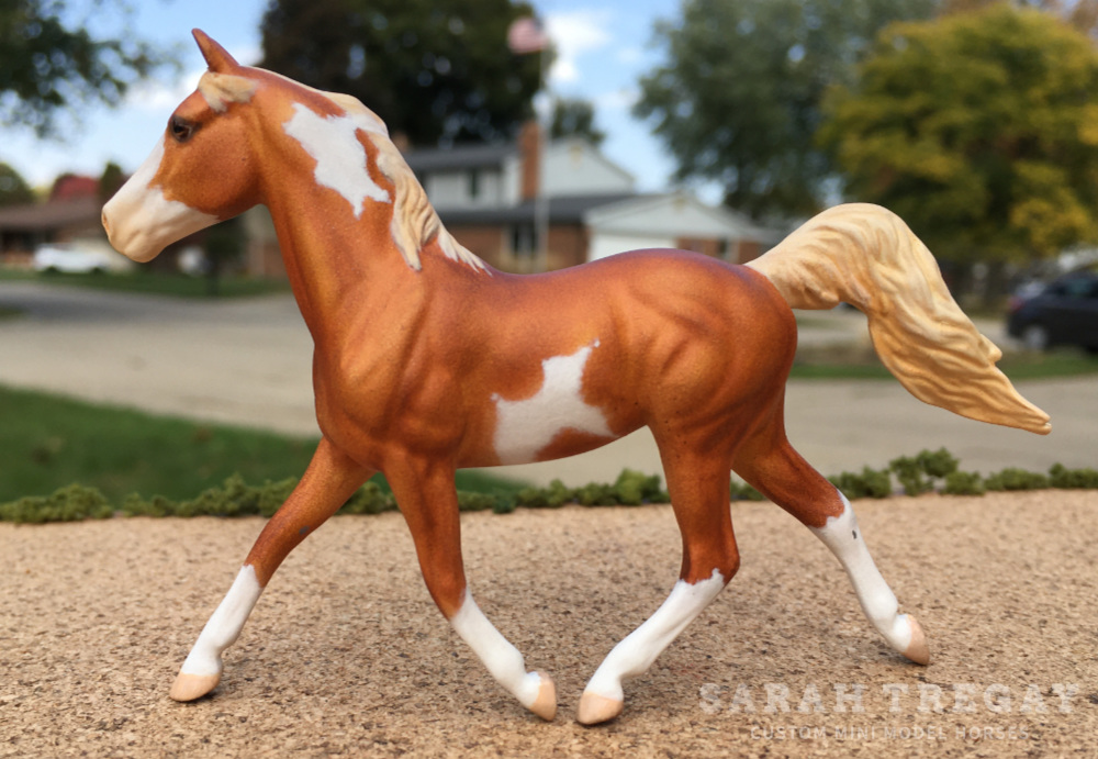 CM Breyer by Sarah Tregay, a Custom Mini/ Breyer Stablemate Model Horse to Pintabian Mare in sorrel pinto