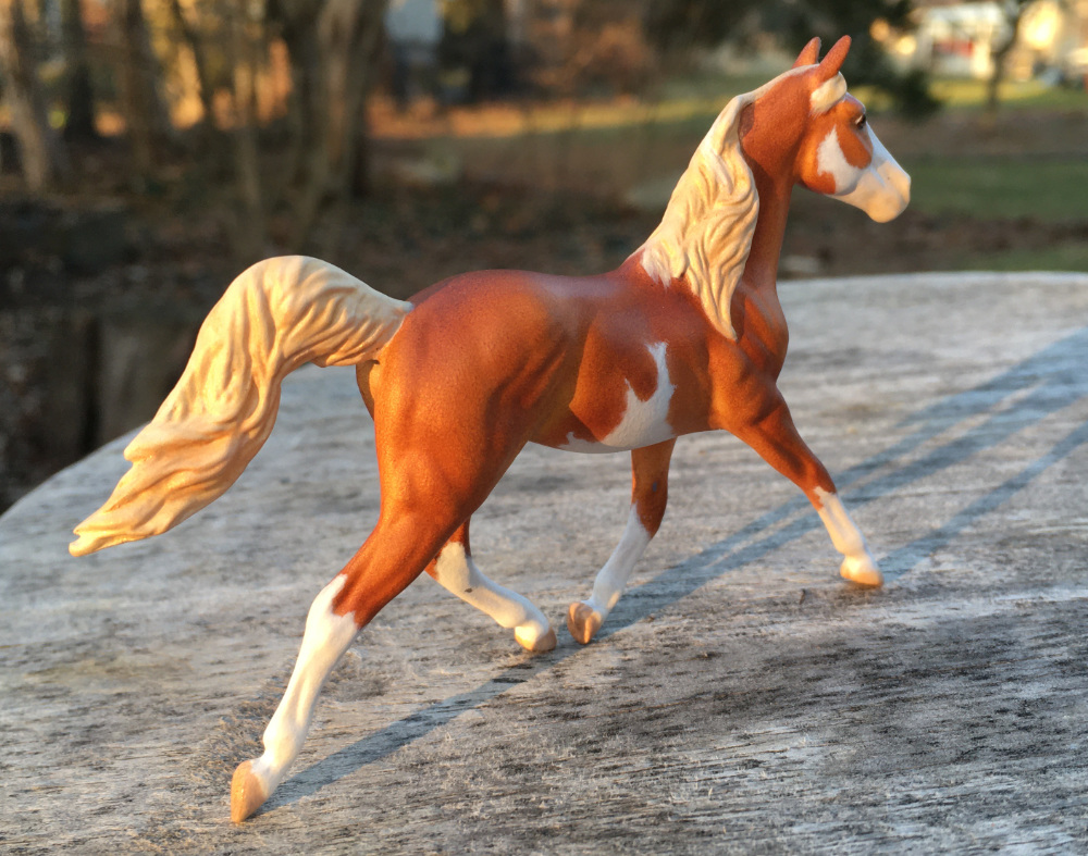 CM Breyer by Sarah Tregay, a Custom Mini/ Breyer Stablemate Model Horse to Pintabian Mare in sorrel pinto