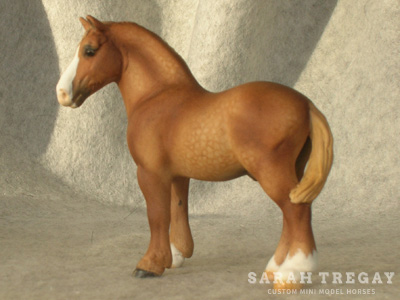 custom mini model horse by Sarah Tregay (Dapple chestnut breyer drafter)