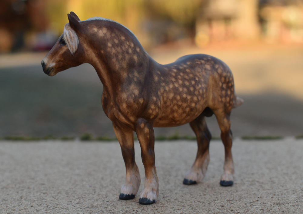 CM Breyer by Sarah Tregay, a Custom Mini/ Stablemate Model Horse to rdapple liver chestnut Rhenish German Coldblood stallion