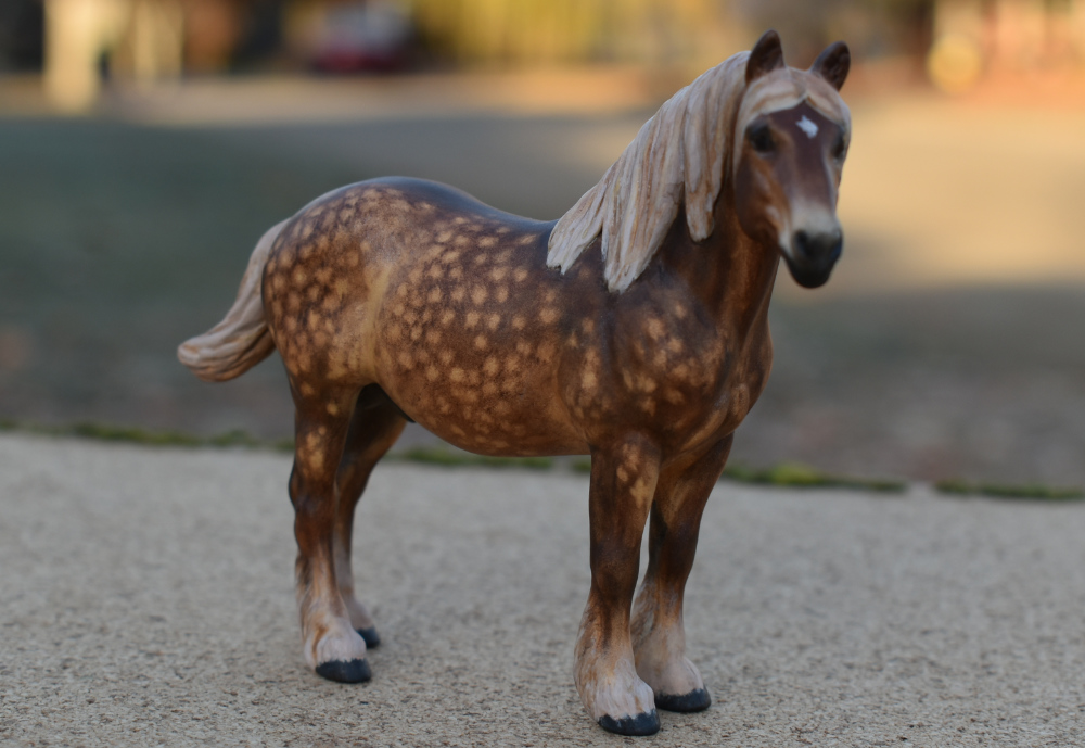 CM Breyer by Sarah Tregay, a Custom Mini/ Stablemate Model Horse to rdapple liver chestnut Rhenish German Coldblood stallion
