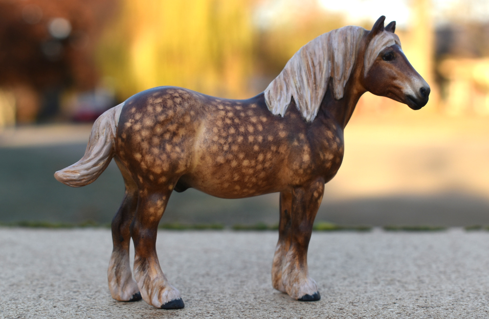 CM Breyer by Sarah Tregay, a Custom Mini/ Stablemate Model Horse to rdapple liver chestnut Rhenish German Coldblood stallion