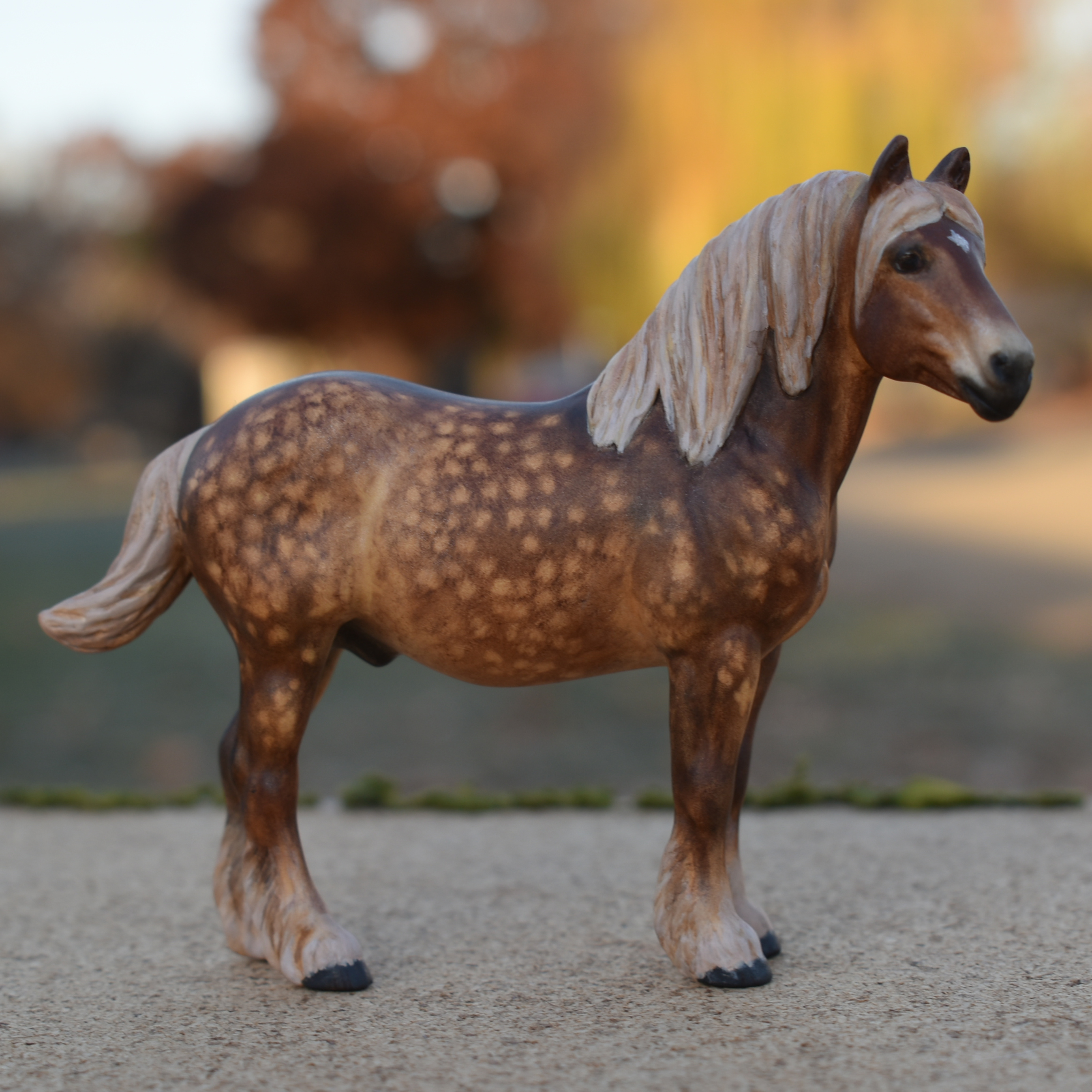 Custom mini dapple liver chestnut draft horse Fino Model horse by Sarah Tregay