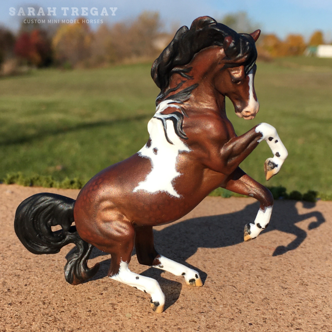 CM Breyer by Sarah Tregay, a Custom Mini/ Stablemate Model Horse to dapple bay pinto