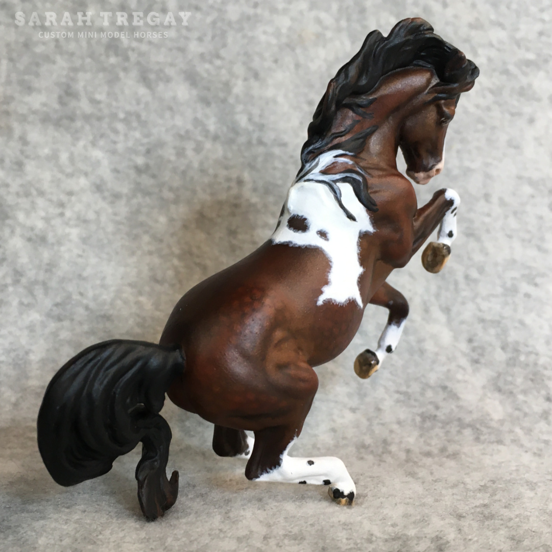 CM Breyer by Sarah Tregay, a Custom Mini/ Stablemate Model Horse to dapple bay pinto