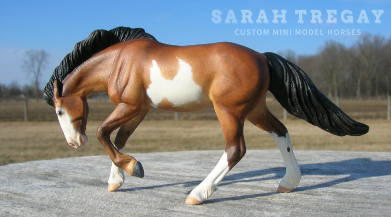 Custom Breyer Stablemate by Sarah Tregay Bay Pinto Paint Mustang