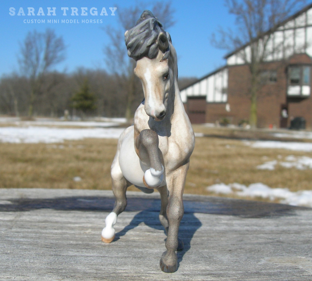 CM Breyer Croi Stablemate, a dapple rose gray pony mare by Sarah Tregay, a Custom Mini/ Stablemate Model Horse 