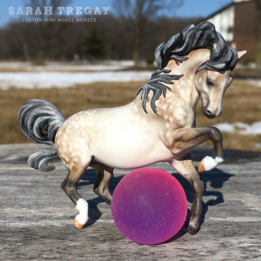 CM Breyer Croi Stablemate,  a dapple rose gray pony mare by Sarah Tregay, a Custom Mini/ Stablemate Model Horse 