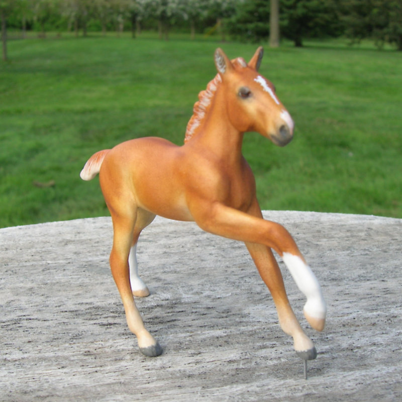 CM warmblood filly in chestnut by Sarah Tregay, a Custom Mini/ Stablemate Model Horse