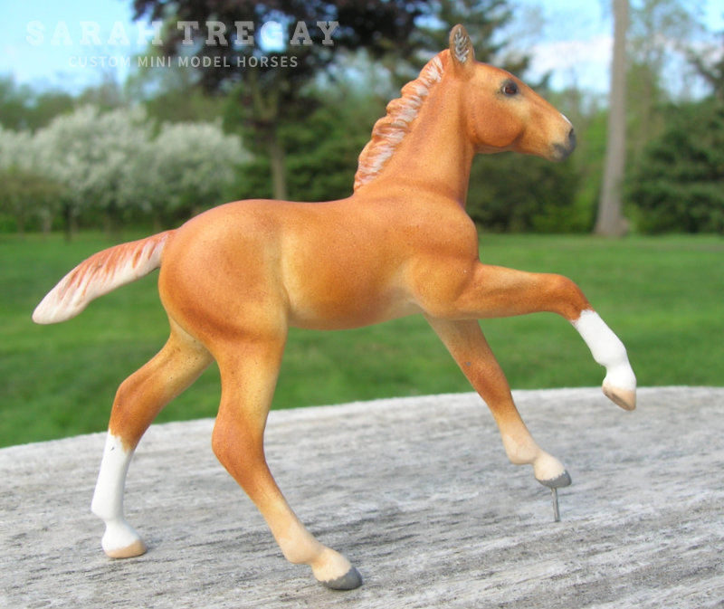 CM warmblood filly in chestnut by Sarah Tregay, a Custom Mini/ Stablemate Model Horse