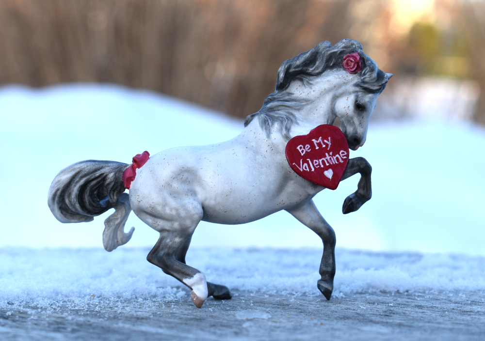 Valentines Day Croi Fleabitten Gray Welsh Pony Mare CM Breyer by Sarah Tregay, a Custom Mini/ Stablemate Model Horse 