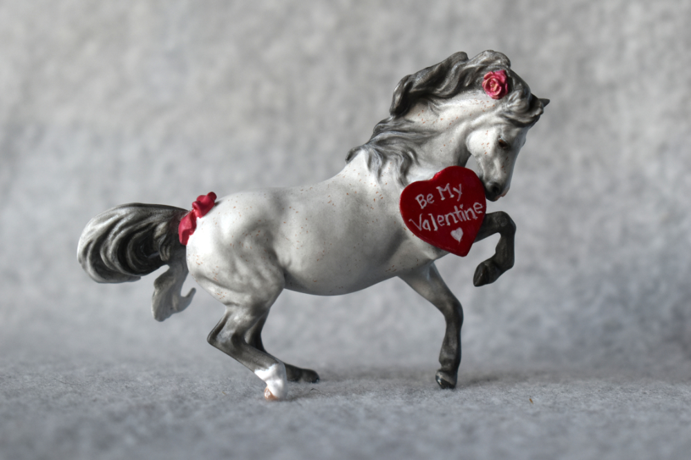 Valentines Day Croi Fleabitten Gray Welsh Pony Mare CM Breyer by Sarah Tregay, a Custom Mini/ Stablemate Model Horse 