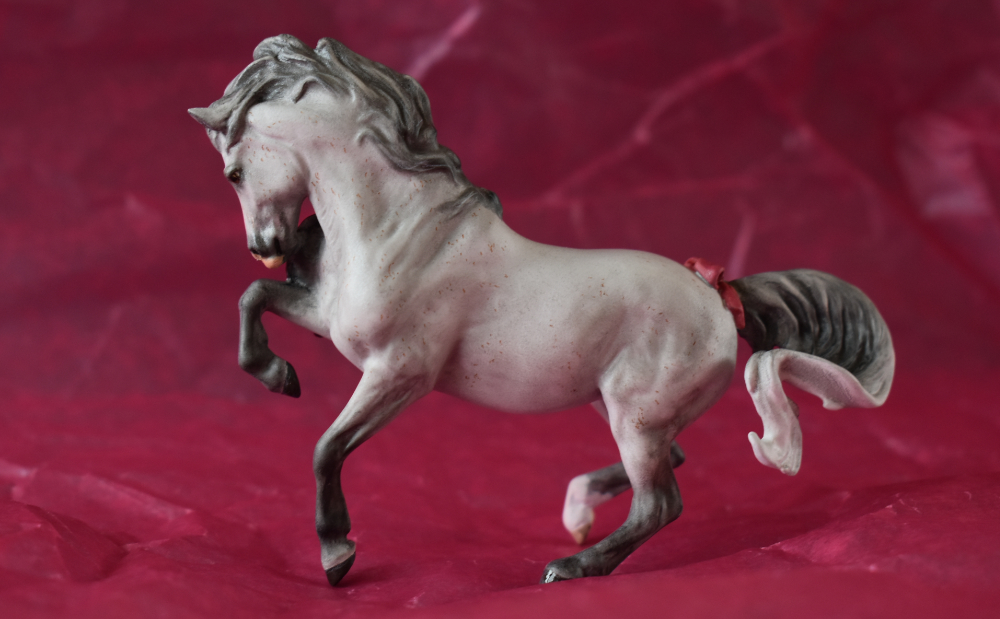 Valentines Day Croi Fleabitten Gray Welsh Pony Mare CM Breyer by Sarah Tregay, a Custom Mini/ Stablemate Model Horse 