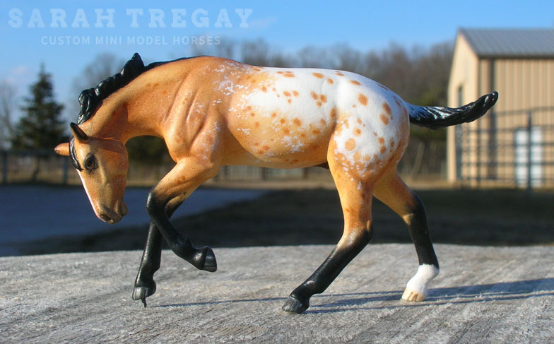 Appaloosa stallion custom mini model horse by Sarah Tregay (Breyer Stablemates)