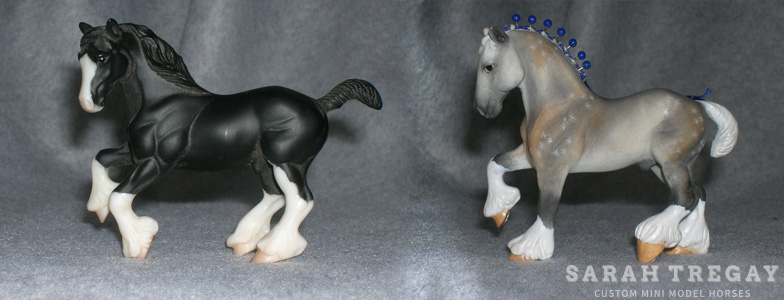 Breyer Stablemate Mold: Clydesdale (G2) by Kathleen Moody, 1998, and custom mini by Sarah Tregay