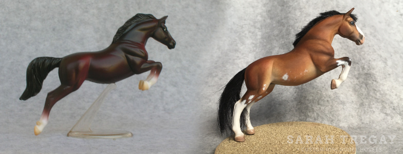 Breyer Stablemate Mold: Jumper (G3) by Jane Lunger, 2006, and custom mini Eh Cappa Horse by Sarah Tregay