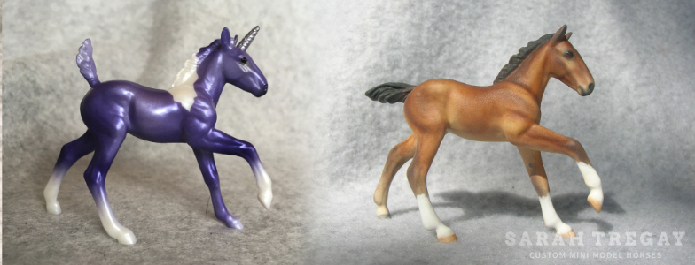 Breyer Stablemate Mold: Playful Unicorn Foal (G5) by unknown, 2020 and custom mini by Sarah Tregay